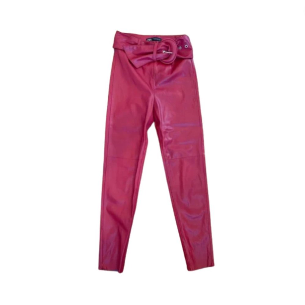 Zara high waisted leather belted pant